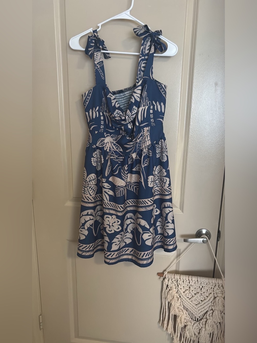 Blue Floral Tie-Shoulder Sundress